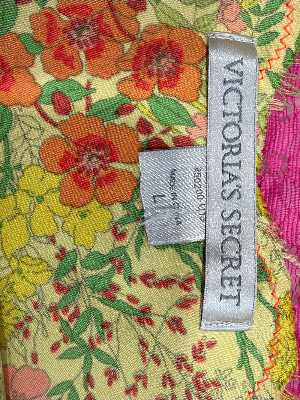 Victoria's Secret Yellow Floral Casual Dress with Pink Trim - Picture 4 of 5